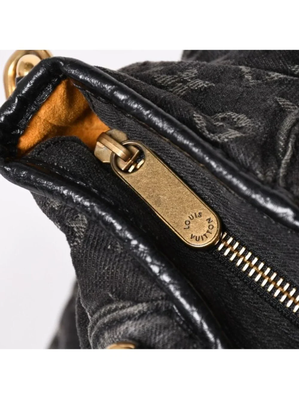 Louis Vuitton Neo Cabby MM Handbag Monogram Denim Black 2-Way Gold